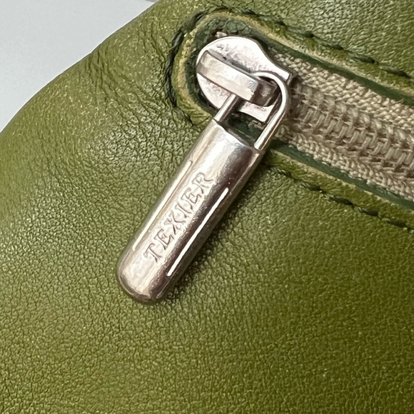 Texier France Leather Retro Avocado Green and Brown Envelope Style Backpack RARE - Picture 9 of 15